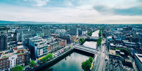 Aerial shot of Dublin city